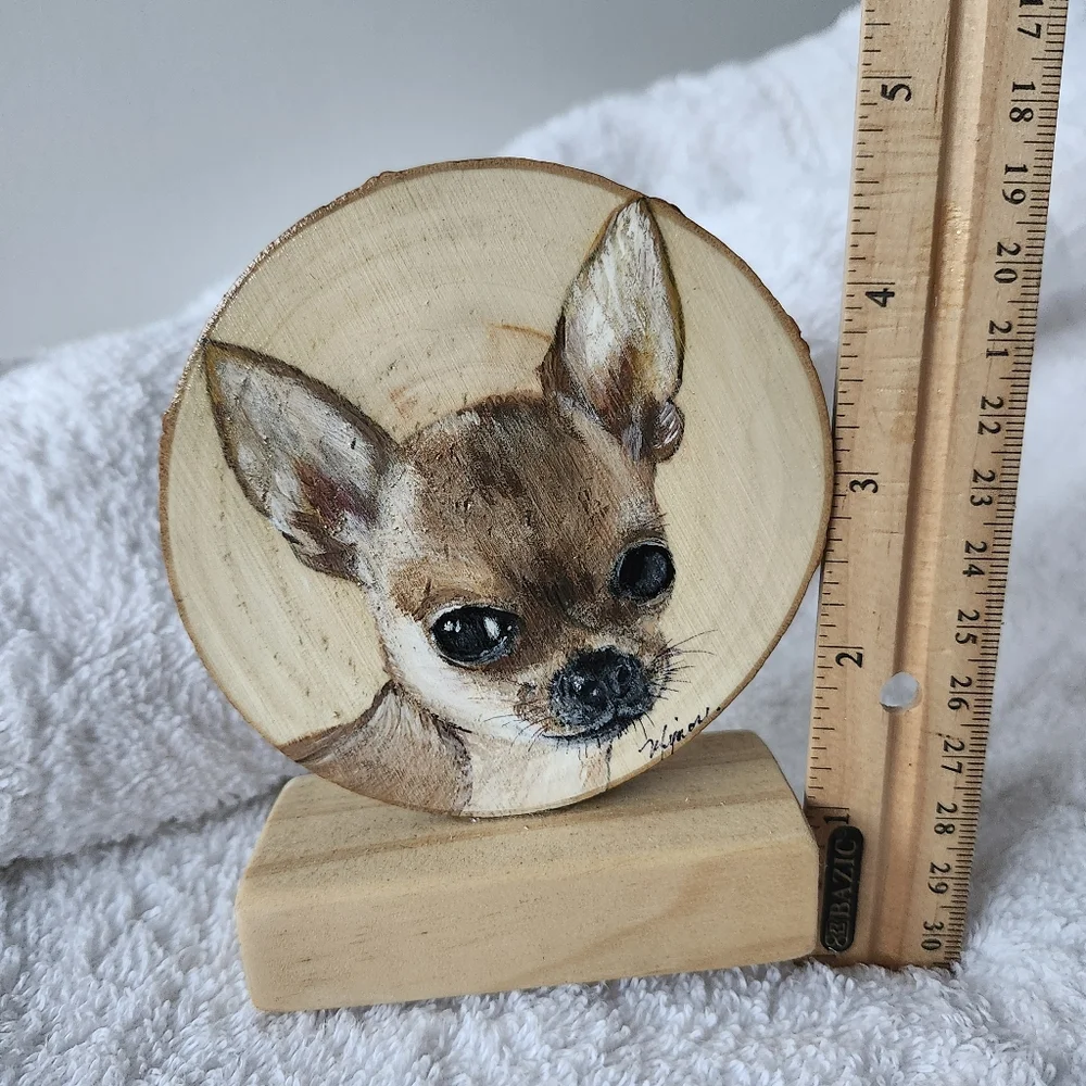 Handpainted Wooden Tile Chihuahua. Perfect Gift For a Dog Lovers. Home Decor. - Picture 6 of 6